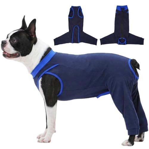 Cuttable Potty-Friendly Dog Surgery Recovery Suit with Rear Leg Sleeve to Stop Licking, Male Dog Neuter Recovery Suit, Female Dog Recovery Suit After Spaying, Dog Post Surgery Suit Female Spay, Navy M