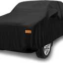 X AUTOHAUX Pickup Truck Car Cover for Toyota Tacoma Double Cab 4DR 5.0 ft Bed 2005-2021 Sun Rain Dust Wind Snow Protection 190T-PU W/Driver Door Zipper Black