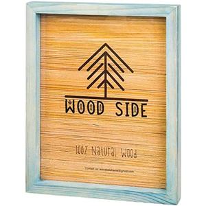 Blue Wooden Picture Frame 11X7 Natural Rustic Solid Wood Thick Borders for Wall Mounting Photo Frames