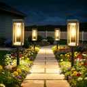WdtPro 8 Pack Tall Solar Pathway Lights Outdoor, Bright Solar Powered Garden Lights Waterproof, Auto On/Off, Up to 15H Outdoor Lighting for Lawn Patio Walkway Driveway Path Yard Decor