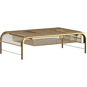 Martha Stewart Ryder Gold Mesh Metal Desktop Monitor Stand Riser with Organizer Drawer and Side Storage, Set of 1