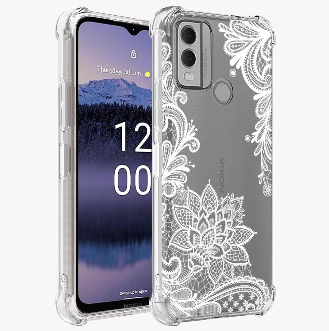 Ueokeird Phone Case for Nokia G11 Plus Case, Nokia G11+ Case Girls Women, Slim Shockproof Clear Floral Pattern Flexible TPU Protective Cover for Nokia G11 Plus Mandala