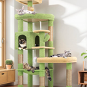 Globlazer Extra Large Platform Cactus Cat Tree, 65in Sturdy Cat Tree for Multiple Indoor Cats Large Adult, Big Cat Tower with 3 Padded Perches, 6 Scratching Posts, Spacious Condo, Hammock, S65, Green