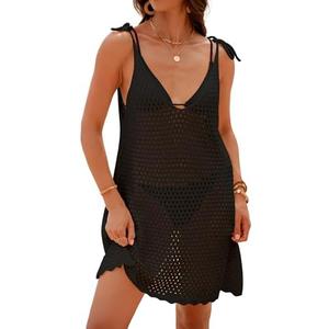 Bsubseach Swimsuit Coverup for Women Crochet Bathing Suit Cover Up 2025 Summer Swimwear Knit Sleeveless Beach Tank Dress S