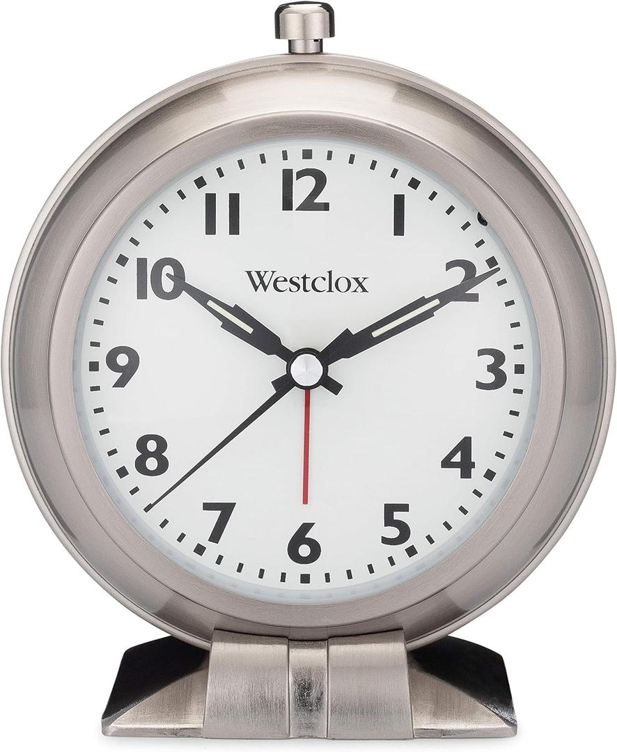 Westclox Big Ben Classic Alarm Clock  Silver Finish, 4.75W x 5.5H Analog Display, Battery-Powered, Glass Lens, Easy-Read Numbers, Traditional Beep Style Alarm, Vintage Look