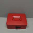 Secure Steel Cash Box with Combination Lock and Removable Tray  Metal Money Organizer for Home and Office Use (Red - 7.9" x6.3" x 3.3")