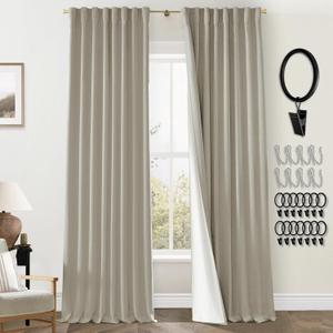 PANELSBURG Taupe Curtains for Living Room 84 Inch Length 2 Panels Set,Neutral Black Out Thermal Pleated Linen Blackout Curtain Drapes for Bedroom Windows 84 Inches Long,Warm Taupe (52"W x 84"L (Pack of 2), Taupe)