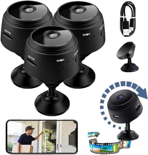 SHYTOUCH Camtrix Magnetic Mini Security Camera, Pixielens Pro Security Camera, Drop Swiftly Security Cameras, Mini 1080p HD Wireless Magnetic Security Camera, Night Vision Motion Detection (Black 2 Pack One Extra