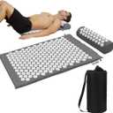 XiaoMaGe Acupressure Mat and Pillow Set with Bag - Large Size 28.7 X 16.5 inch Acupuncture Mat for Neck & Back Pain, Muscle Relaxation Stress Relief, Sciatica Pain Relief Pillow (Gray)