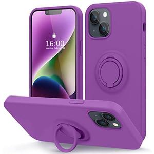 MOCCA Compatible with iPhone 14 Phone Case with Ring Stand | Super Soft Microfiber Lining | Full-Body Anti-Scratch Liquid Silicone Case for iPhone 14 Women Girls 6.1inch - Purple