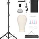 Wig Stand with Head 50 Inches, Wig Head Stand with 22 Inches Mannequin Head, Height Adjustable Metal Tripod Wig Stand, Manikin Head Set for Wigs Display Making Hair Weave and Styling