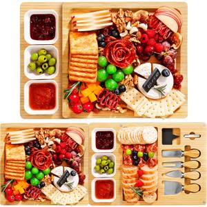 Easoger Charcuterie Boards Set - 3 in 1 Magnetic Extra Large Cheese Board with 3 Bowls, House Warming Gifts New Home, Wedding, Bridal Shower, Christmas Gifts for Women