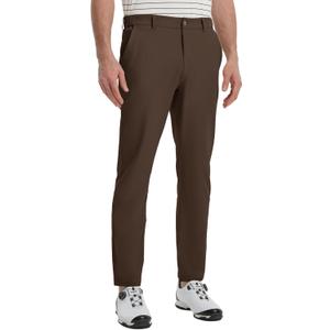 M MAELREG Golf Pants Men Lightweight with 5 Pockets, Stretch Water-Resistant Casual Flat Front Mens Dress Pants (Dark Brown), Size: 34W x 32L