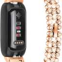 Replacement Watch Bands Compatible with Fitbit Inspire 3 for Women,Stainless Steel Dressy Jewelry Bracelet Slim Bling Crystal Classy Diamond Metal Strap for Fitbit Inspire 3(RoseGold)
