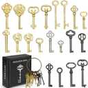 Skeleton Key, 20PCS Universal Hollow Barrel Antique Keys for Vintage Furniture, Jewelry Box, Curio Cabinet & Old Doors Lock Replacement