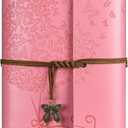 Leather Journal Notebook, Vintage Refillable Journal with 2 PVC Pockets, Travel Journal for Writing, Diary Journal for Women, Men, Girls and Boys, 100GSM Lined Paper, 160 Pages (Pink, A6 7.3"x 5.1")