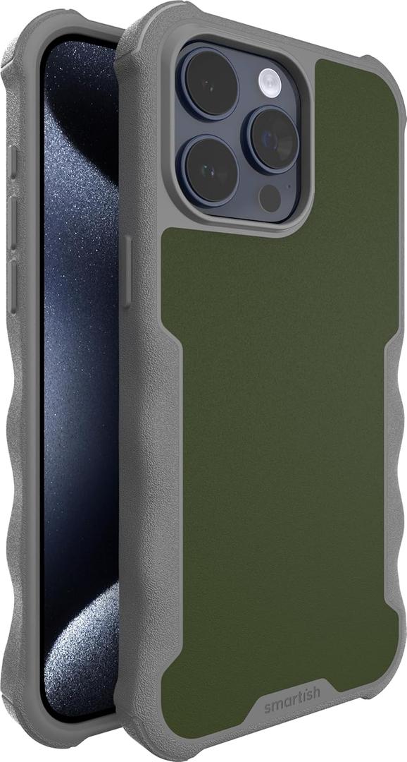Smartish iPhone 15 Pro Max Protective Magnetic Case - Gripzilla Compatible with MagSafe [Rugged Heavy Duty Grip Armor Cover] w/Drop Tested Protection for Apple iPhone 15 Pro Max - Lost in The Moss