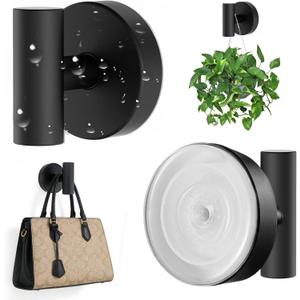 Suction Cup Hooks for Shower,304 Stainless Steel Bathroom Towel Hook,Drill Free Adhesive Hooks,Reusable Bathroom Hooks Ideal for Wall,Glass Door,Tile,Window Smooth Surface-Black