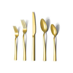 Gold Silverware Set, Briout 40 Piece Stainless Steel Flatware Cutlery Set Service for 8 Luxury Square Tableware Thick Knife Fork Spoon for Home Kitchen Restaurant Wedding, Mirror Polished