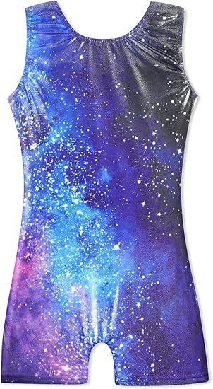 HOZIY Gymnastics Leotards with Shorts for Girls Toddlers Kids Biketard Tumbling Outfits Sparkle Unicorn Leopard Galaxy 150
