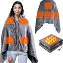 Heated Blanket Electric Throw, 59" x 31" Soft Cozy Flannel Wearable USB Electric Heated Shawl Poncho Wrap Blanket Winter Warmer with Zipper for Car Office Home Travel (Grey)