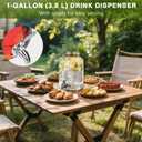 Glass Drink Dispenser 3.8L,Water Dispenser with Tap, Drink Dispenser for Party & Outdoor Use, Jug for Water, Juice,(BBQ, Picnic, Garden Party Essentials)