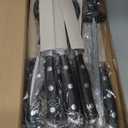 Alata 15-Piece Knife Set with Block, Razor-Sharp,Kitchen Knife Set, Forged Triple Rivet Stainless Steel Knife Block Set (Black)