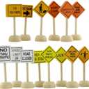 Attatoy Toy Wooden Road Construction Traffic Sign Set; Street Signs Small Toy Cars and Other Diecast Vehicles & Wood Cars & Toys