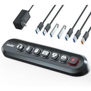 Powered USB Hub, atolla 7-Port USB 3.0 hub (6 Superspeed Transfer Ports+ 1 Fast Charging Port) with Swappable Illuminated Icon Switch and 12V/3A Power Adapter for Windows, MacOS, ChromeOS, Linux