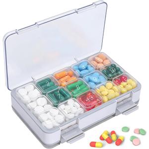 30 Day Pill Organizer, Monthly Medicine Box with 30 Compartments, Squeeze to Open, Large Portable Pill Case for Vitamins/Pills, BPA-Free (White)