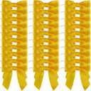 7Rainbows 30pcs Boutique 2.5" Yellow Gold Satin Ribbon Twist Tie Bows for Tying Up Packages Gift Wrapping