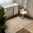 2x3 Entryway Rug Beige Washable Vintage Rugs for Entryway Kitchen Low Pile Non-Slip Door Mat Traditional Distressed Small Throw Area Rugs for Kitchen Entrance Bathroom Beige