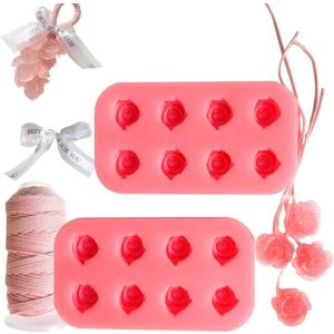 DIY Silicone Rose Shaped Grape Soap Molds - Exquisite Soap Making Kit Moldes para Jabones Artesanales Make Your Own Soaps for Gift (Without Soaps), Pink