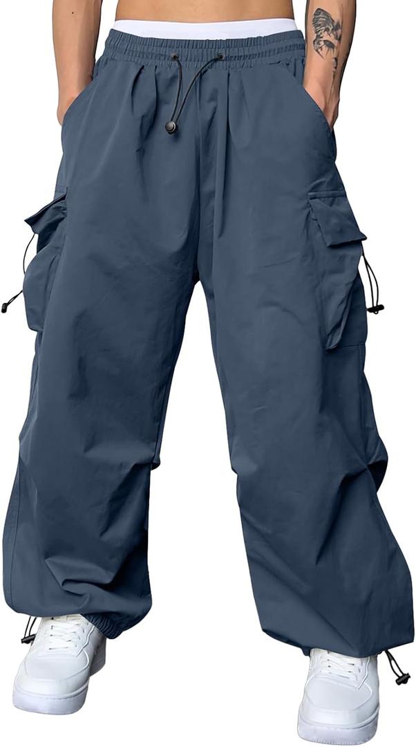 JMIERR Men's Baggy Cargo Pants Trendy Casual Parachute Pant Loose Fit Harem Joggers with Pockets for Streetwear, XXL