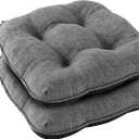 IPYNBAP Chair Cushions for Dining Chairs Set of 2, Kitchen Chair Cushions, Chair Pads with Ties and Non Slip Backing, Tufted Memory Foam Seat Cushion 2 Pack, 15.5" x 15.5" x 4", Dark Gray