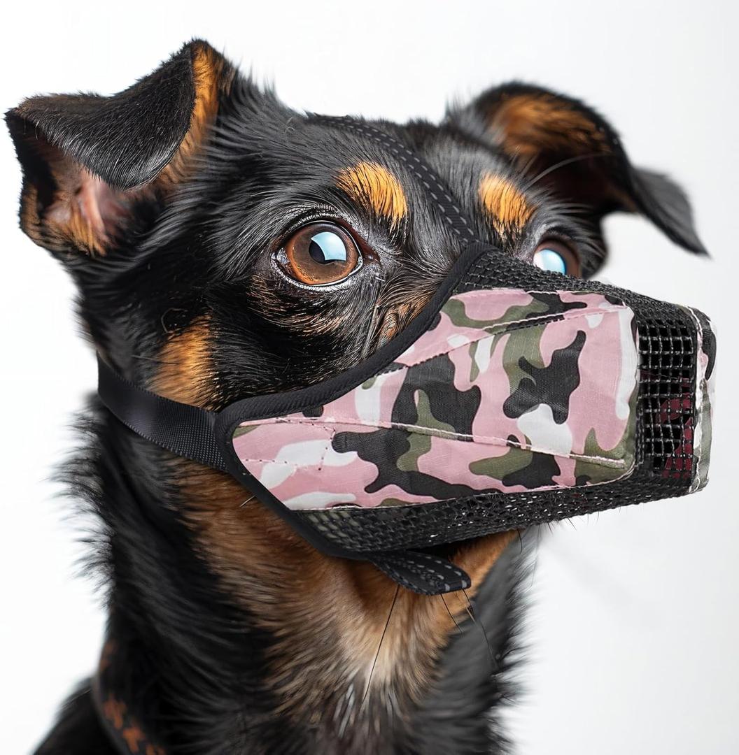 Dog Muzzle, Soft Mesh No Barking Pet Muzzles for Small Medium Large Sized Dogs, Breathable Drinkable Dog Mouth Guard Adjustable Puppy Muzzle to Prevent Dogs Biting Chewing and Licking, Pink