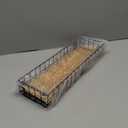 ExoLiry Rustic Torched Brown Wood Serving Tray Industrial Metal Wire Frame Handles Mesh Basket Rectangular Wooden Display Box Tabletop Kitchen Living Room Breakfast Party Office Supplies Decors