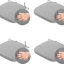 KGPLOME 4 Pack Dining Room Chair Cushions with Ties - Memory Foam No Slip Seat Cushion and Kitchen Chair Pad with Machine Washable Cover [16.5 X 16.2 Inches] -(Light Gray,4)
