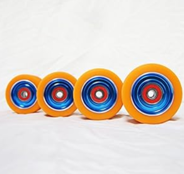 62mm Roller Skates Wheels Aluminum Alloy Speed Skate Wheels Replacement Wheels with Abec-9 Bearing (Pack of 4) (Orange-Blue)