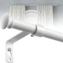 White Curtain Rods for Windows 28 to 50 Inch - 5/8 Heavy Duty Curtain Rods Set,Decorative Cafe Drapery Rods with Brackets - Matte Rustic