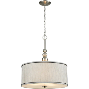 DANSEER Modern 3-Light Kitchen Chandeliers Brushed Nickel Drum Shade Gauze Etamine Hanging Pendant Light