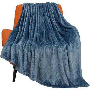 TOONOW Fleece Blanket Super Soft Plush Throw Blanket 50" x 60" Cozy Fuzzy Bed Blankets Geometric Pattern Comfy Microfiber Flannel Blankets for Couch, Bed, Sofa, Navy Blue