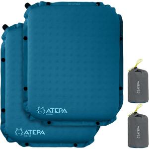 ATEPA Inflatable Stadium Seat Cushion, Self-Inflating Memory Foam Stadium Seats Camping Accessories Chair Pad for Outdoor Airplane Travel Bleacher Patio Backpacking (Xl 2 Pack Blue)