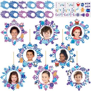 Lonfliness 60 Set Winter Snowflake Craft Kits Winter DIY Picture Frame Crafts Merry Christmas Photo Frame Sticker Arts Craft for Kids Gifts Holiday Home School Classroom Party Activity Decor Supplies