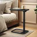Kitstorack TV Tray Table, Adjustable Height & Rounded Metal Corners, Snack Table for Couch, Sofa, Bed, Chair, Living Room, C Shaped End Side Table for Eating, Dinner or Laptop, Small Spaces, Black