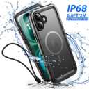 SPORTLINK for iPhone 16 Waterproof Case - Shockproof Dustproof Case with Built-in Clear Screen Protector, Full Body Heavy Duty Sealed Protective Cover for i Phone 16 6.1" Mag/Black