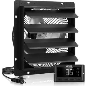 VEVOR 14 inch Exhaust Fan, Wall Mounted Attic Fan with Variable Speed, Temperature & Humidity Controller, 2000 CFM, Automatic Shutter