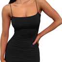 LILLUSORY Women's Mini Sexy Bodycon Dress 2026 Spring Summer Going Out Short Backless Party Club Dresses Y2k Clothes (X-Large, Black)