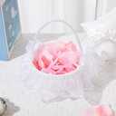 Wedding Flower Girl Basket with Pearl Handle,Satin Flower Storage Basket for Wedding Home Garden Decor (5884, 1)