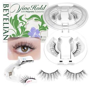 BEYELIAN Magnetic Eyelashes with Applicator, Upgrade Soft Magnetic Lashes Portable Magnetic Eyelashes Natural Look, Reusable, No Glue Needed Fales Eyelashes JH055 (All-In-One & Comfortable)